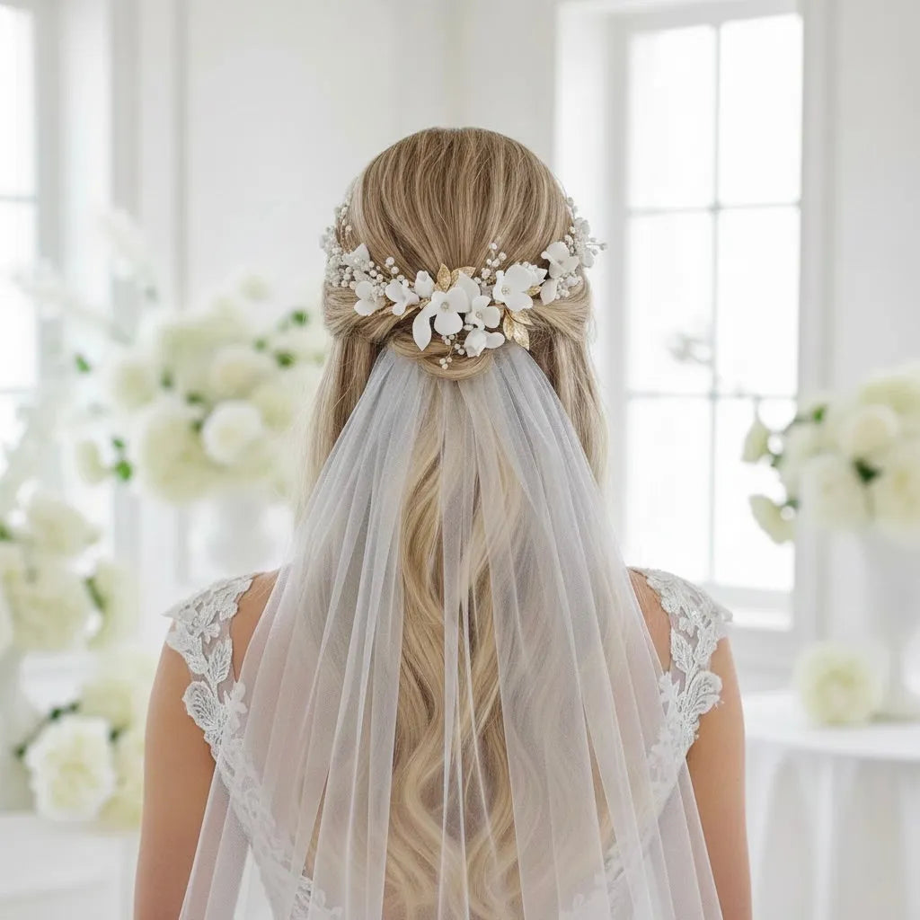 Wedding Hair Accessories - Ceramic Flowers Bridal Double  display picture 2