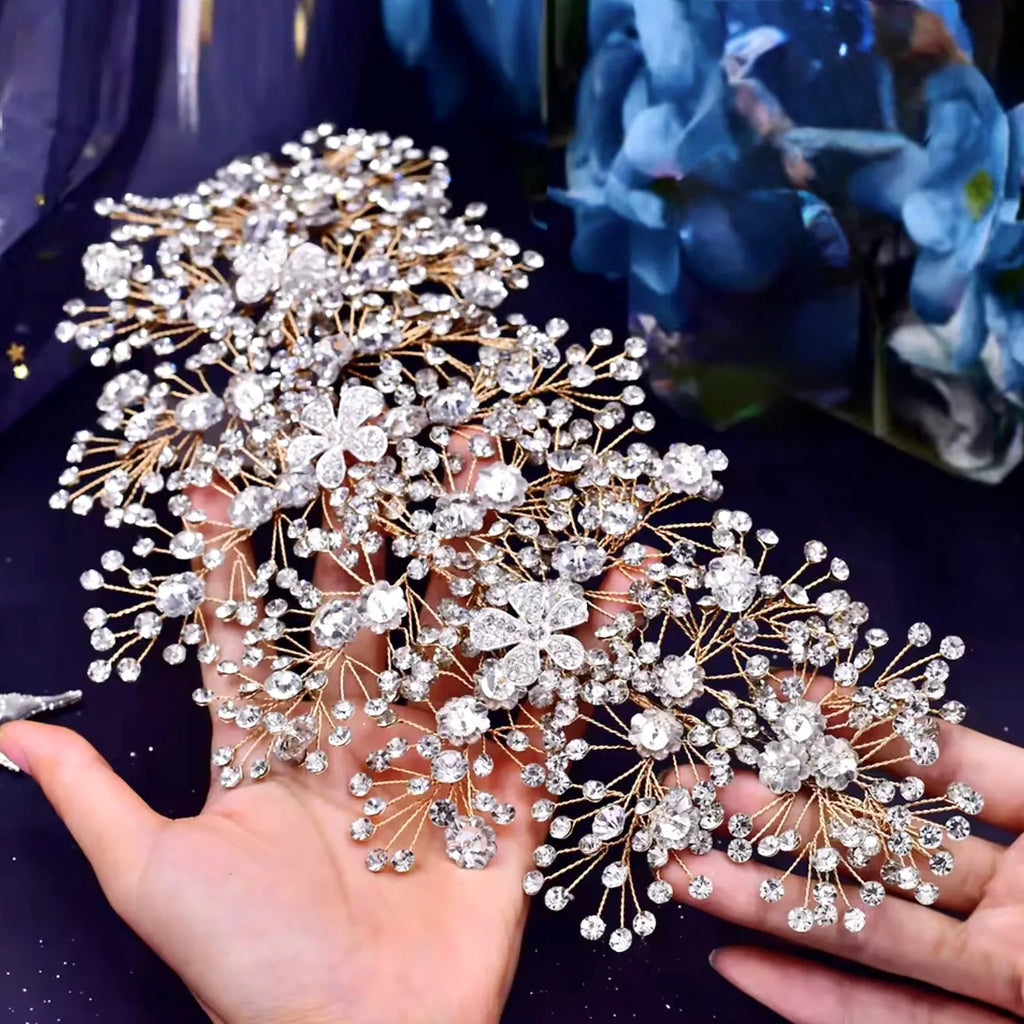Oksana Crystal Bridal Hairpiece – Gold & Silver Wedding  display picture 1