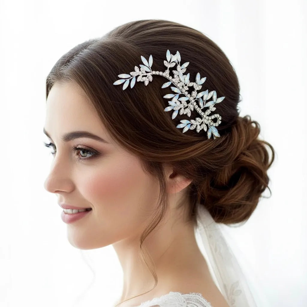 Wedding Hair Accessories -  Opal Bridal Hair Vine - Available in Silver and Gold