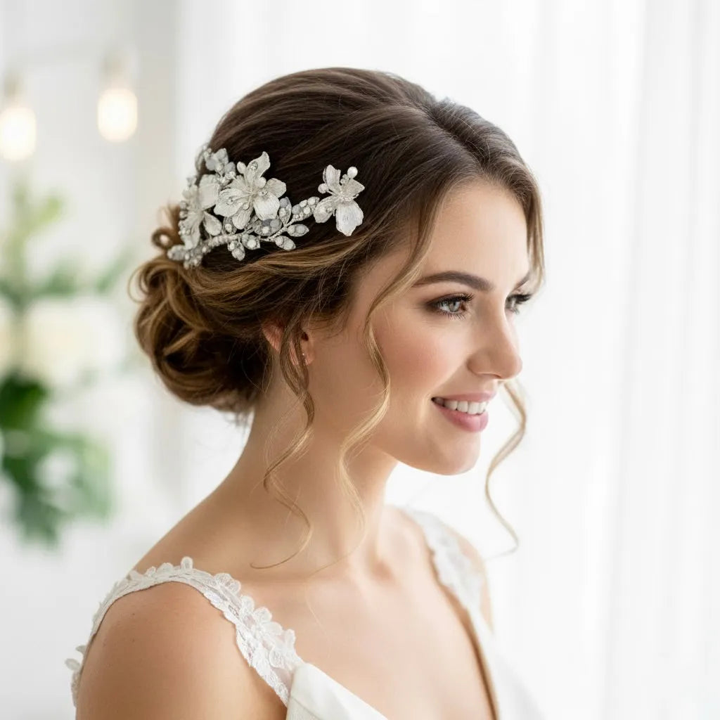 Wedding Hair Accessories - Swarovski Opal Bridal Hair Comb and Pin Set