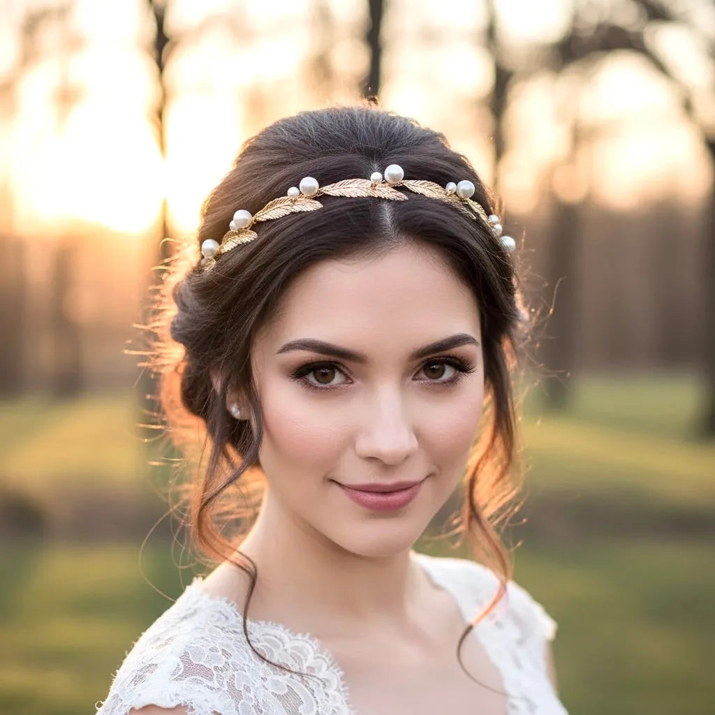 Finley - Gold Freshwater Pearl Bridal Headband