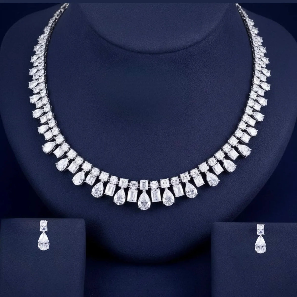 Elegant Silver Necklace and Earring Set Dainty Linked Charm Necklace and Earrings Set for Everyday  main image 2
