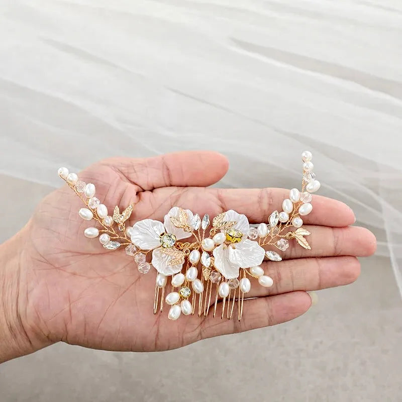 Wedding Hair Accessories - Pearl and Crystal Bridal Hair Comb - Available in Silver and Gold