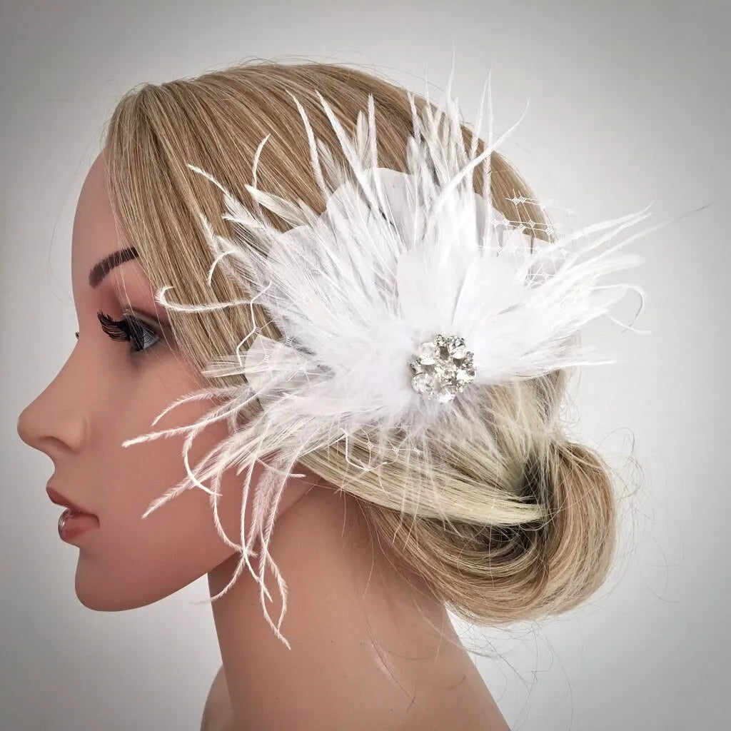 Shirley Feather Bridal Hair Clip – Vintage Wedding Hair  display picture 1