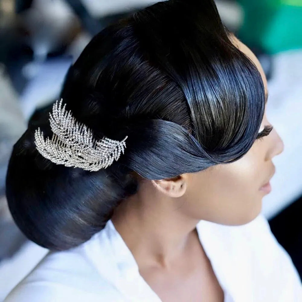 Wedding Hair Accessories - Crystal Feather Bridal Hair Comb