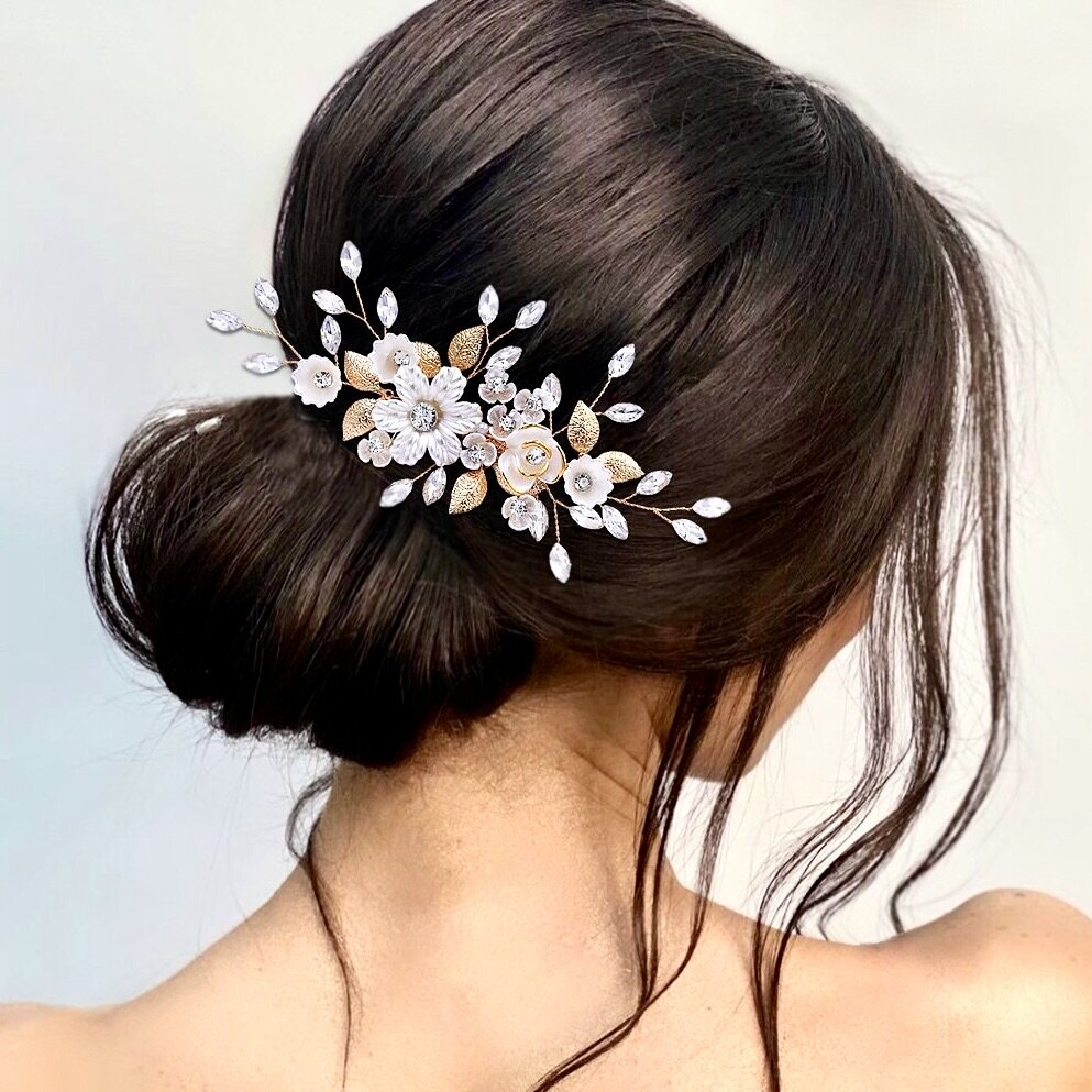 Wedding Hair Accessories - Floral Bridal Hair Comb - Available in Silver and Gold