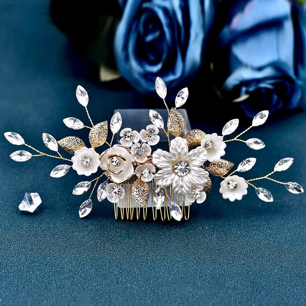 Wedding Hair Accessories - Floral Bridal Hair Comb - Available in Silver and Gold