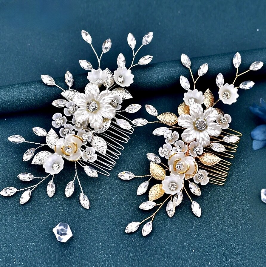 Wedding Hair Accessories - Floral Bridal Hair Comb - Available in Silver and Gold