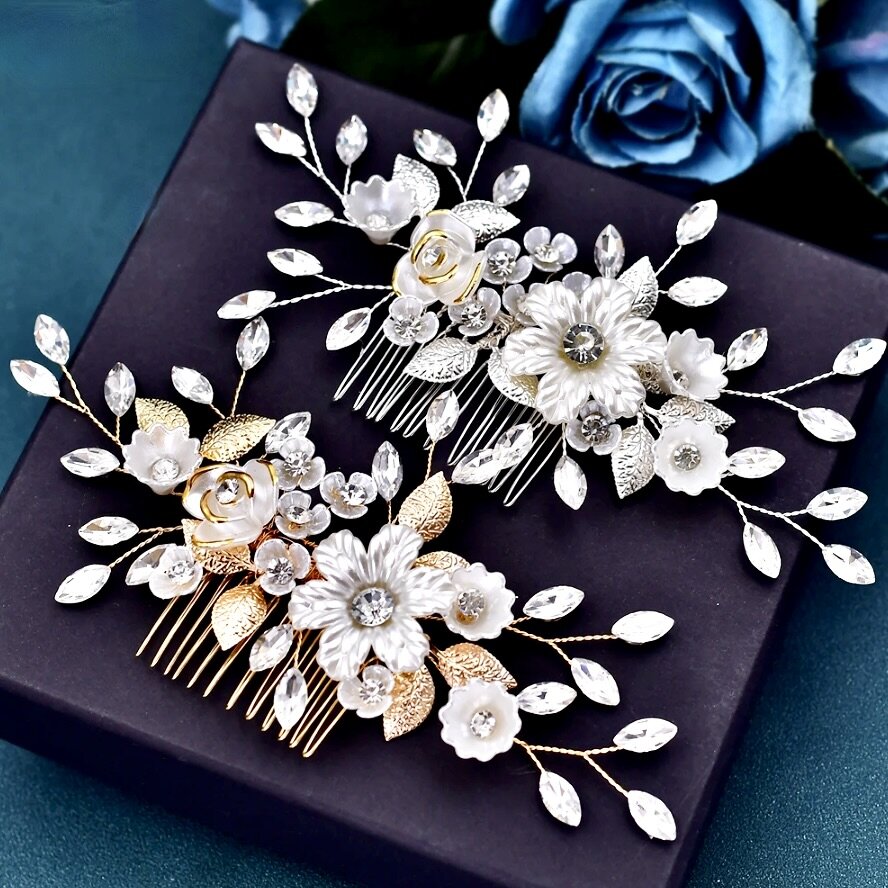 Wedding Hair Accessories - Floral Bridal Hair Comb - Available in Silver and Gold