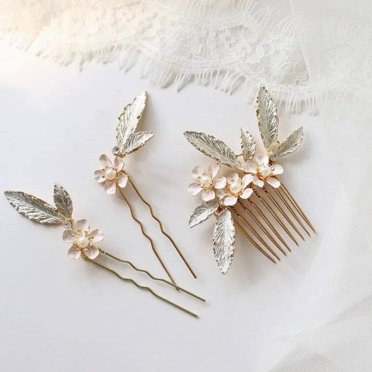Wedding Hair Accessories - Romantic Bridal Hair Comb and Pins Set