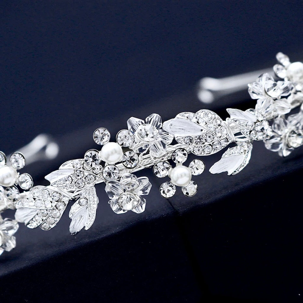 Wedding Hair Accessories - Pearl and Crystal Bridal Headband - Available in Gold and Silver