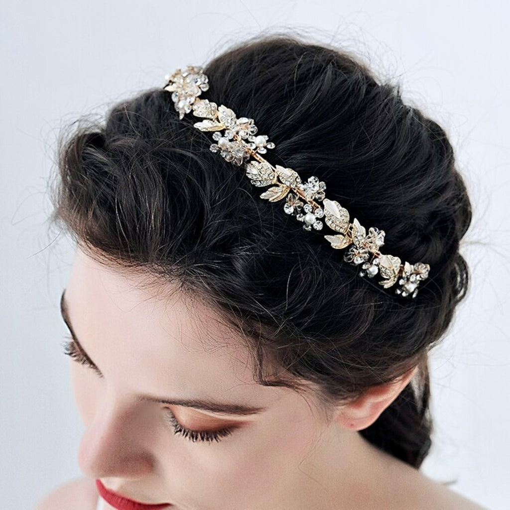 Wedding Hair Accessories - Pearl and Crystal Bridal Headband - Available in Gold and Silver