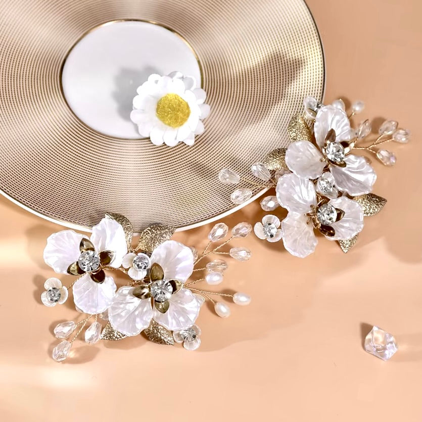 Wedding Accessories - Gold Floral Bridal Shoe Clips