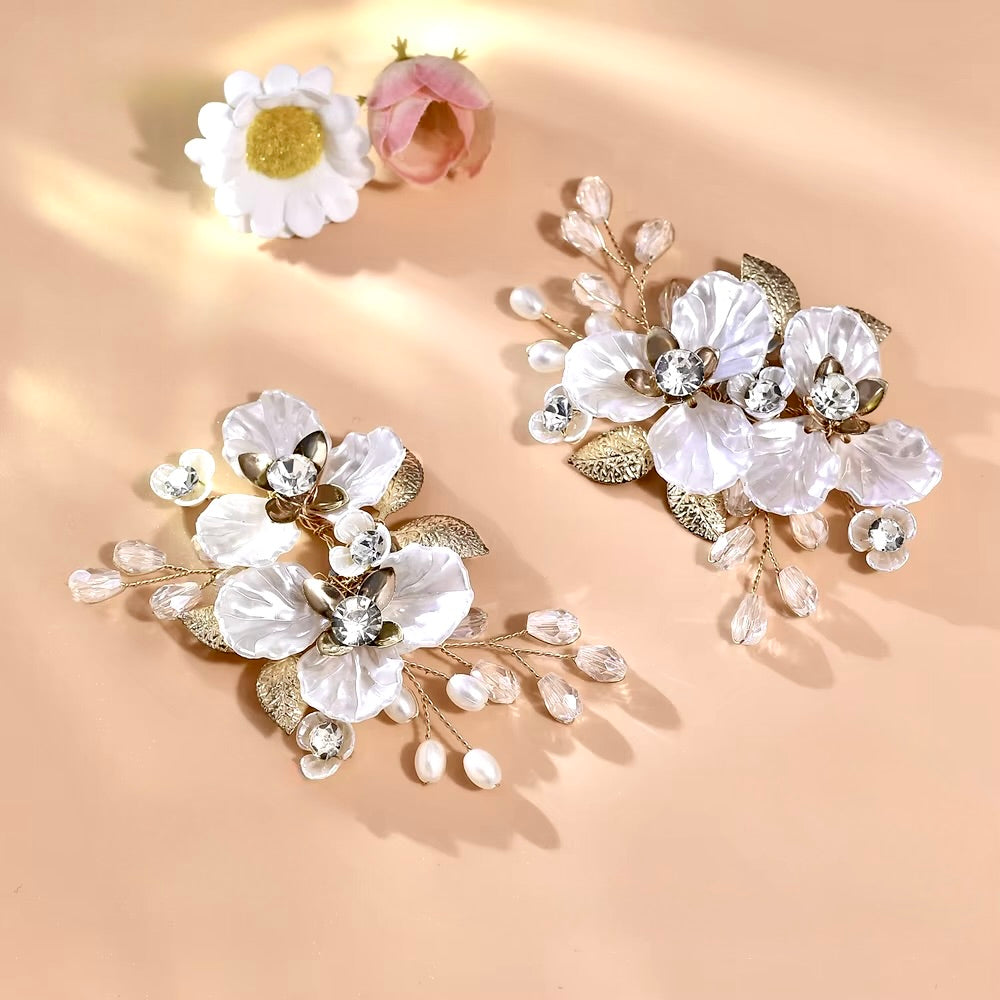 Wedding Accessories - Gold Floral Bridal Shoe Clips