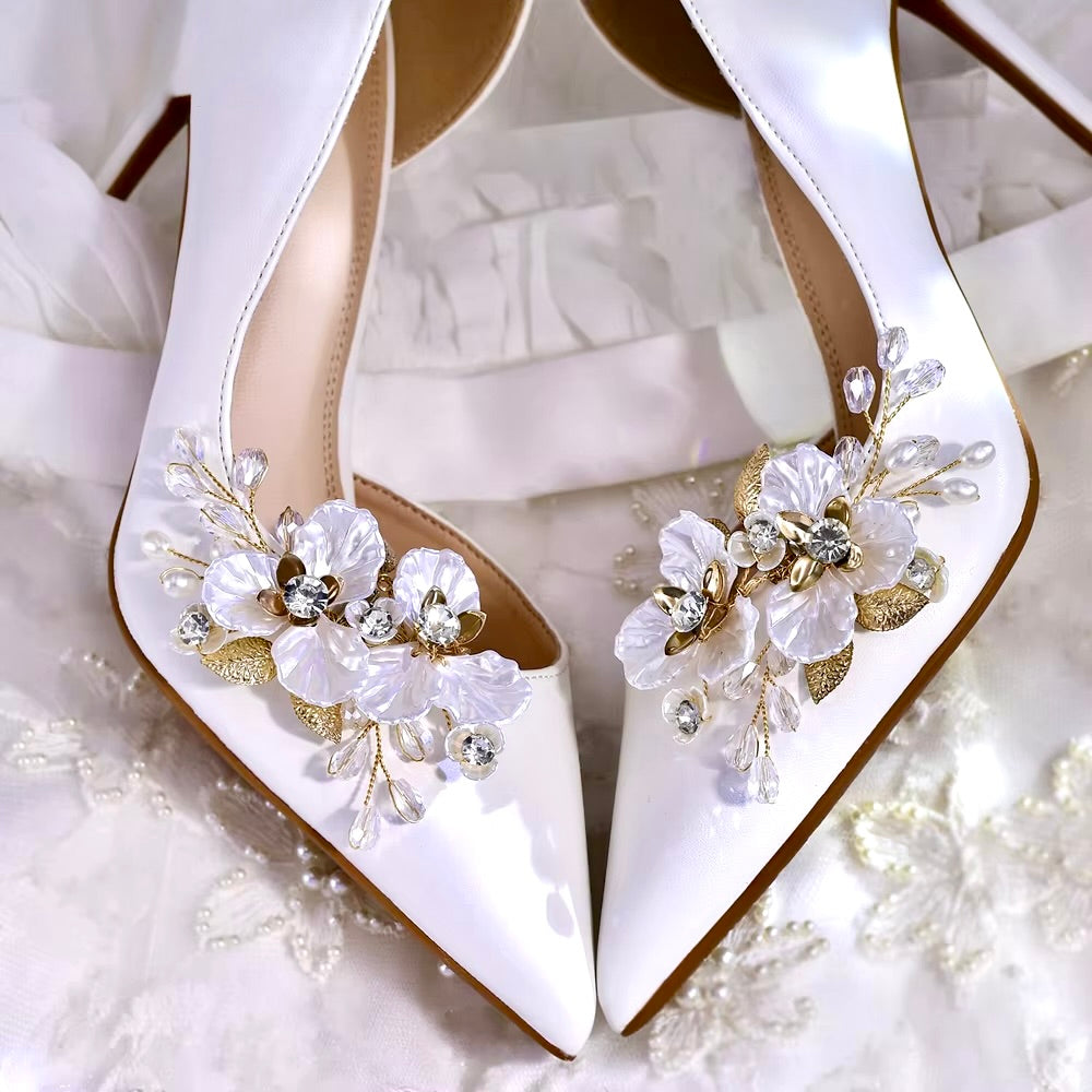 Wedding Accessories - Gold Floral Bridal Shoe Clips