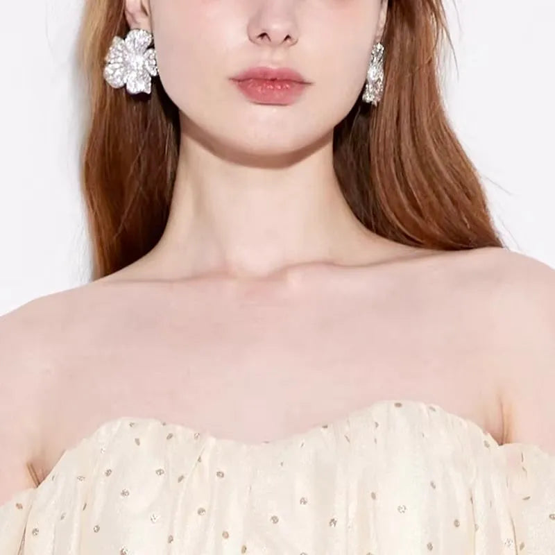 Wedding Jewelry - Cubic Zirconia Pave Bridal Earrings