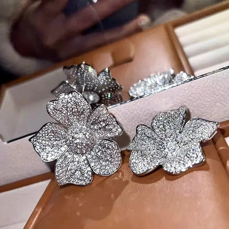 Wedding Jewelry - Cubic Zirconia Pave Bridal Earrings