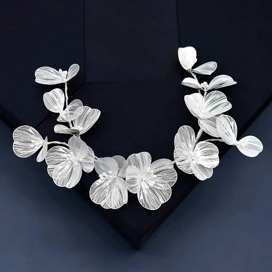 Wedding Hair Accessories - Floral Filigree Bridal Headband - Available in Silver, Rose Gold and Yellow Gold