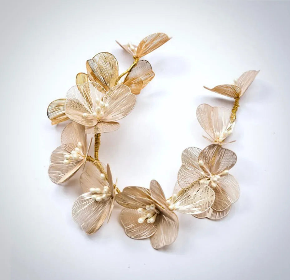 Wedding Hair Accessories - Floral Filigree Bridal Headband - Available in Silver, Rose Gold and Yellow Gold