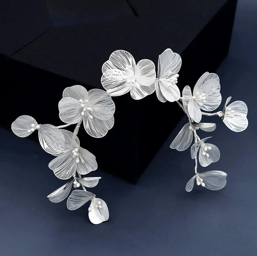 Filigree Bridal Hairband Silver Filigree Hairband Crystal Vintage Bridal Bridesmaids  main image 3
