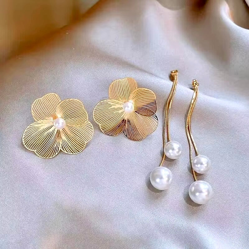 Wedding Jewelry - Floral Filigree Bridal Earrings with Pearls