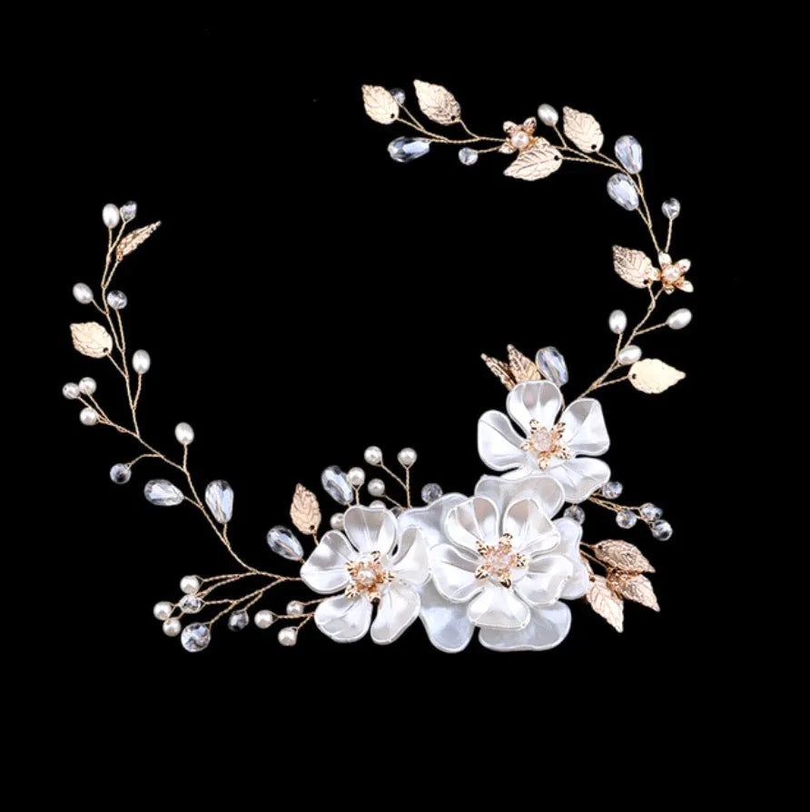 Wedding Hair Accessories - Floral Wedding Headband - Available in Silver and Gold