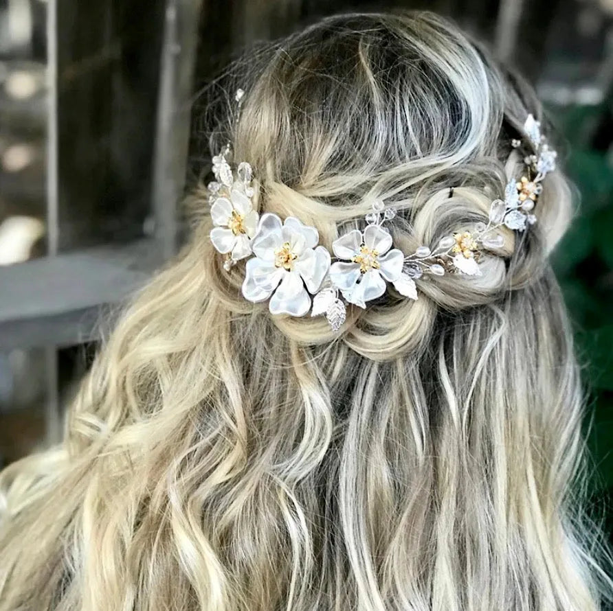 Wedding Hair Accessories - Floral Wedding Headband - Available in Silver and Gold