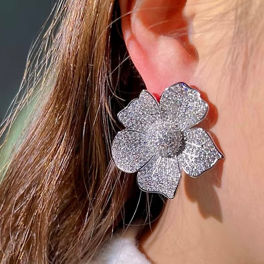 Wedding Jewelry - Cubic Zirconia Pave Bridal Earrings