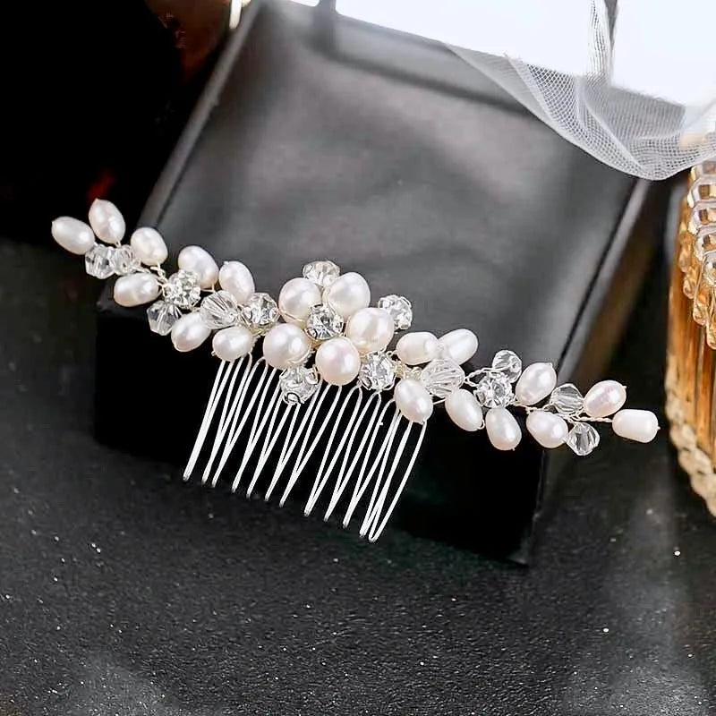 Wedding Hair Accessories - Freshwater Pearl and Crystal Bridal Hair Comb