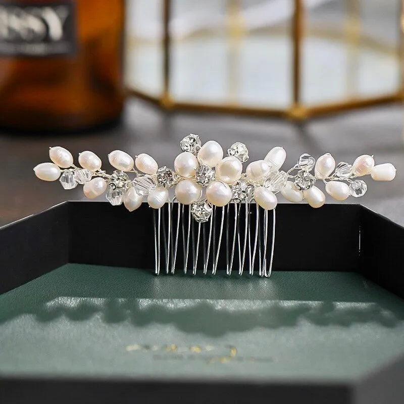 Wedding Hair Accessories - Freshwater Pearl and Crystal Bridal Hair Comb