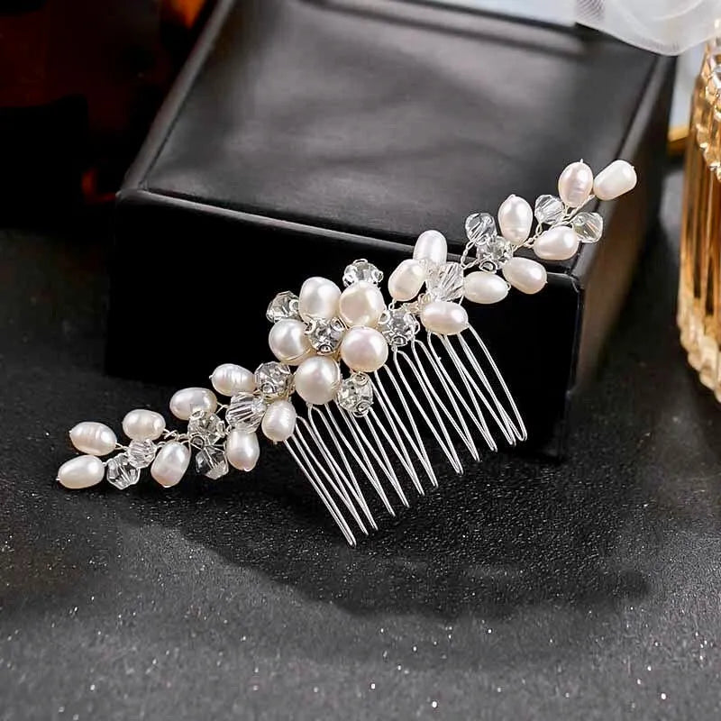 Wedding Hair Accessories - Freshwater Pearl and Crystal Bridal Hair Comb