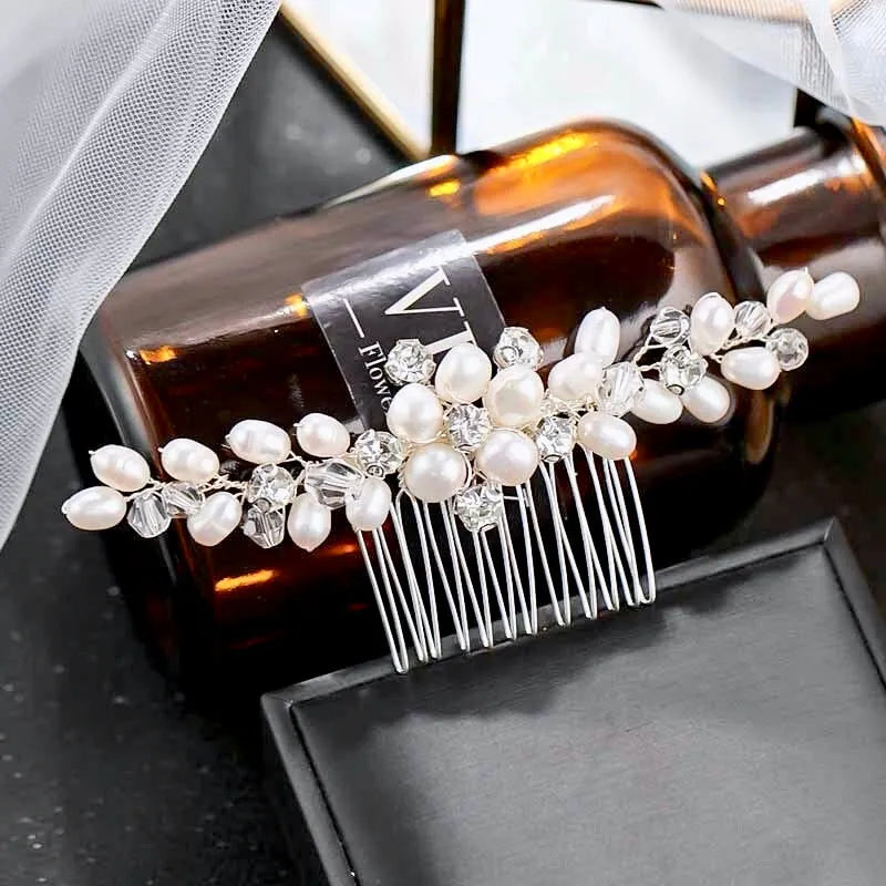 Wedding Hair Accessories - Freshwater Pearl and Crystal Bridal Hair Comb