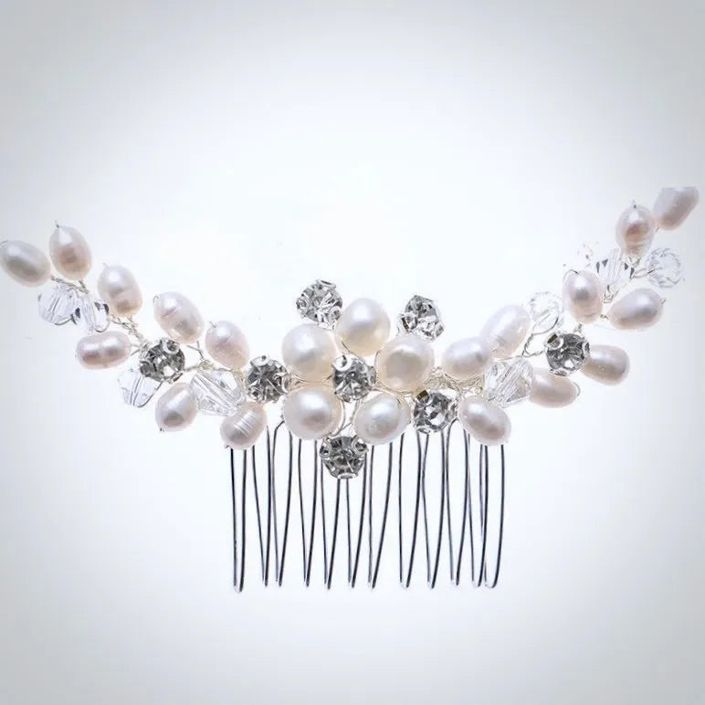 Wedding Hair Accessories - Freshwater Pearl and Crystal Bridal Hair Comb