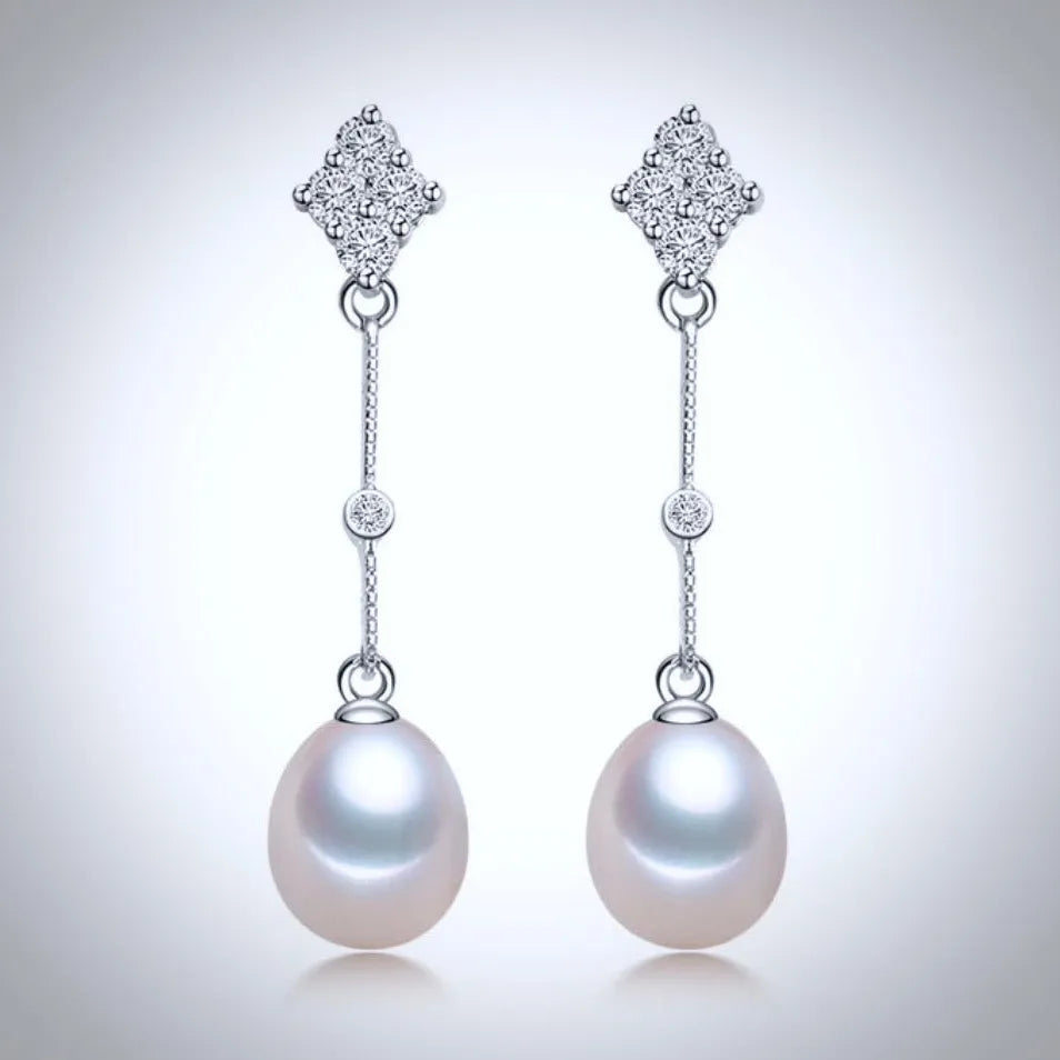 Wedding Pearl Jewelry - Freshwater Pearl Sterling Silver Bridal Earrings