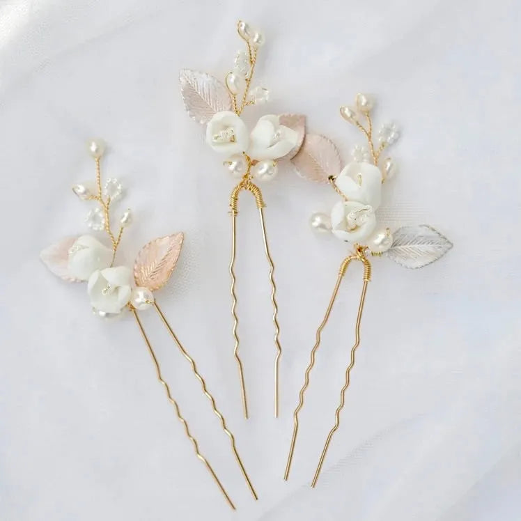 Wedding Hair Accessories -  Pearl Bridal Hair Pin Set of Three