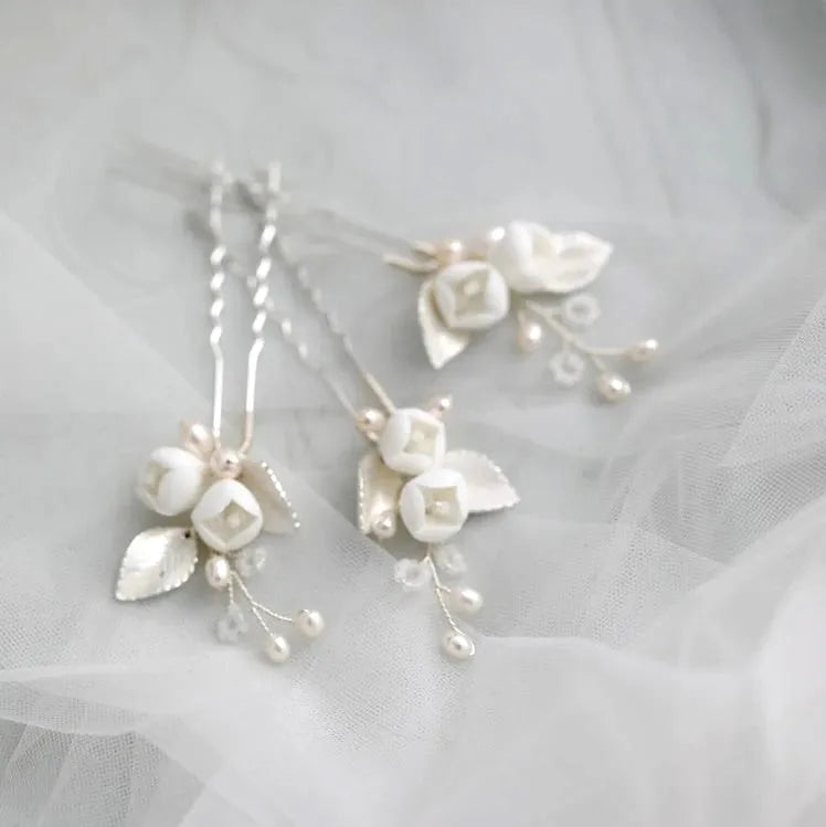 Wedding Hair Accessories -  Pearl Bridal Hair Pin Set of Three
