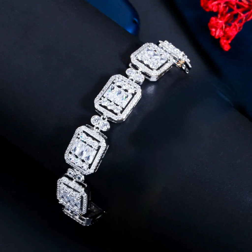 Wedding Jewelry - Geometric Cubic Zirconia Bridal Bracelet