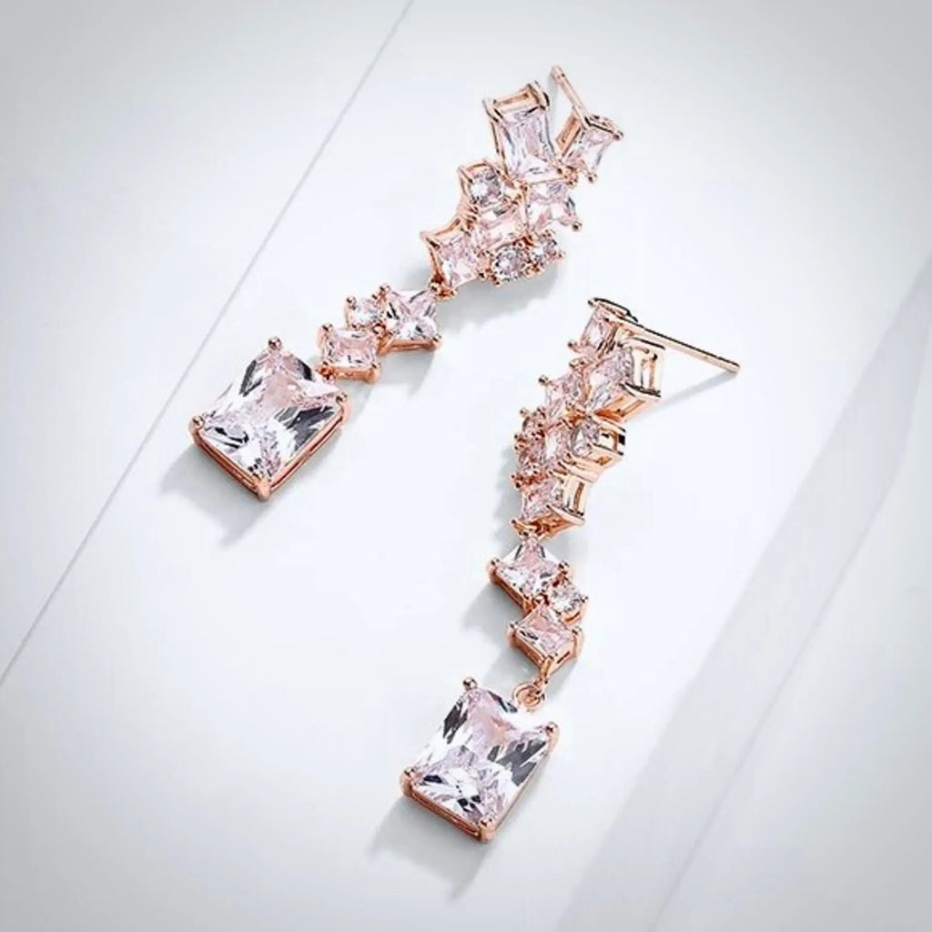 Wedding Jewelry - Cubic Zirconia Bridal Earrings - Available in Silver and Rose Gold