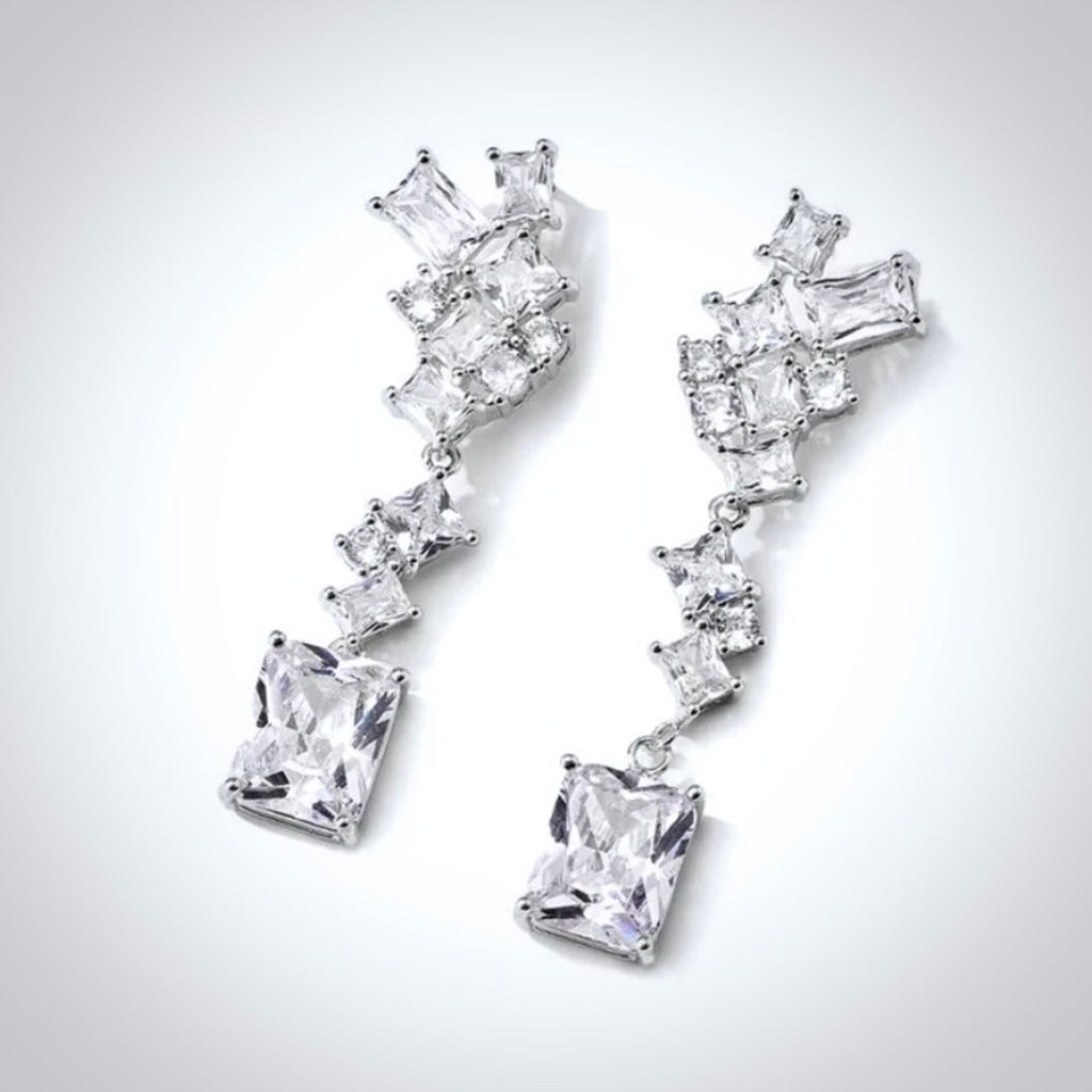 Wedding Jewelry - Cubic Zirconia Bridal Earrings - Available in Silver and Rose Gold