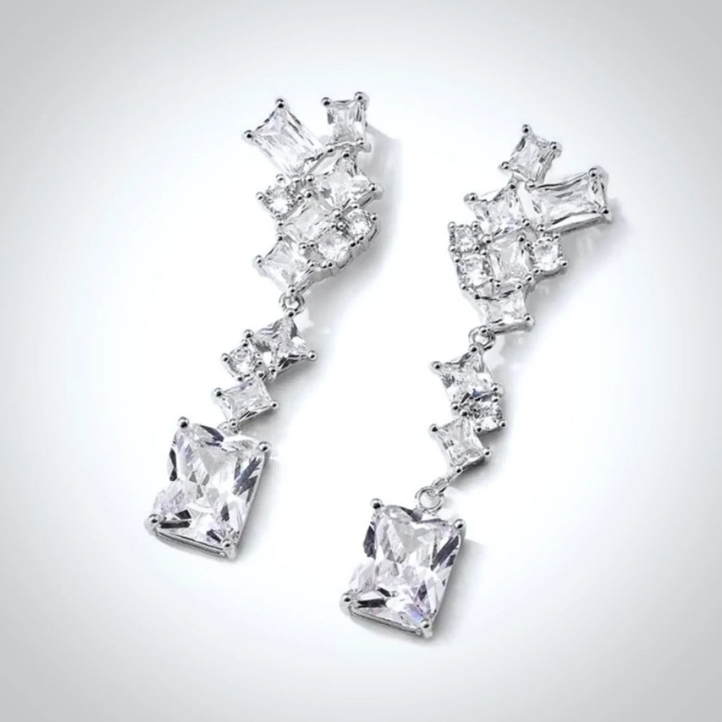 Wedding Jewelry - Cubic Zirconia Bridal Earrings - Available in Silver and Rose Gold