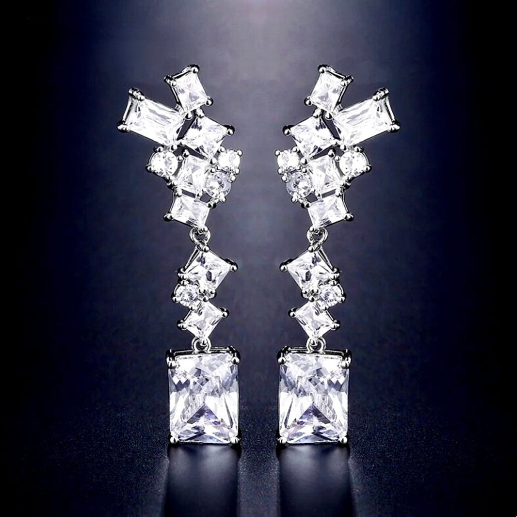 Wedding Jewelry - Cubic Zirconia Bridal Earrings - Available in Silver and Rose Gold