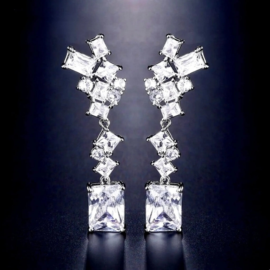 Wedding Jewelry - Cubic Zirconia Bridal Earrings - Available in Silver and Rose Gold