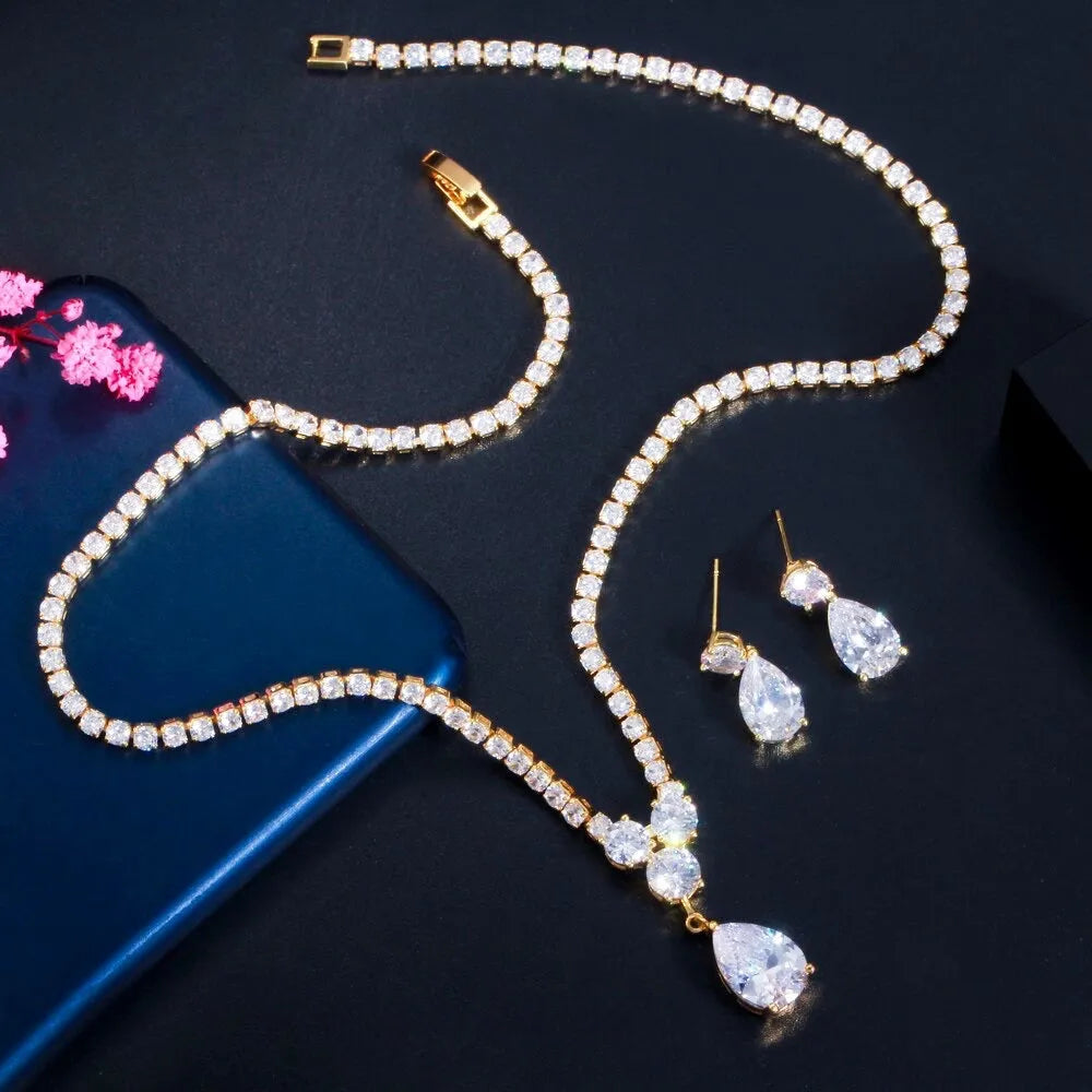 Wedding Jewelry - Cubic Zirconia Bridal Jewelry Set - Available in Silver and Gold