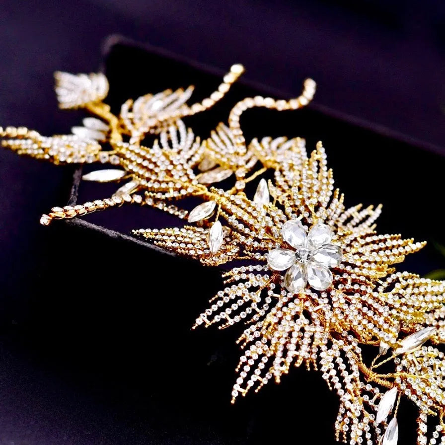 Wedding Hair Accessories - Gold Crystal Bridal Headband