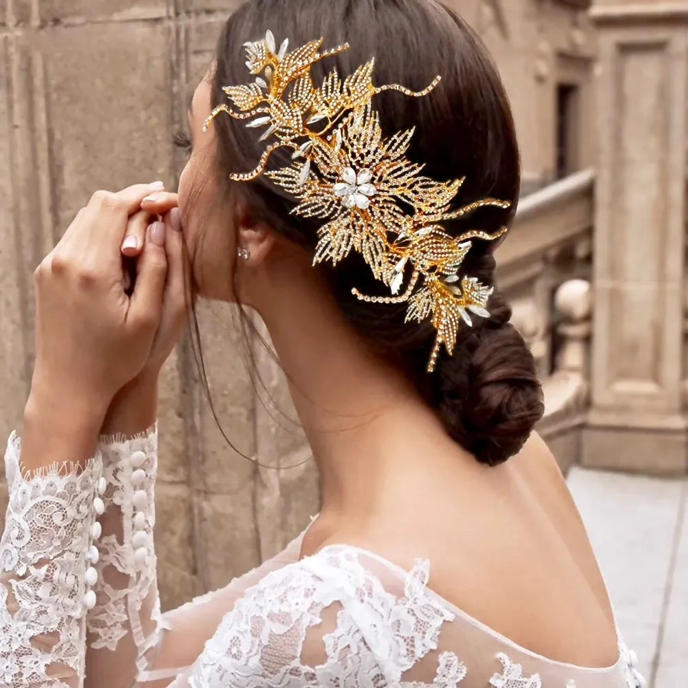 Wedding Hair Accessories - Gold Crystal Bridal Headband