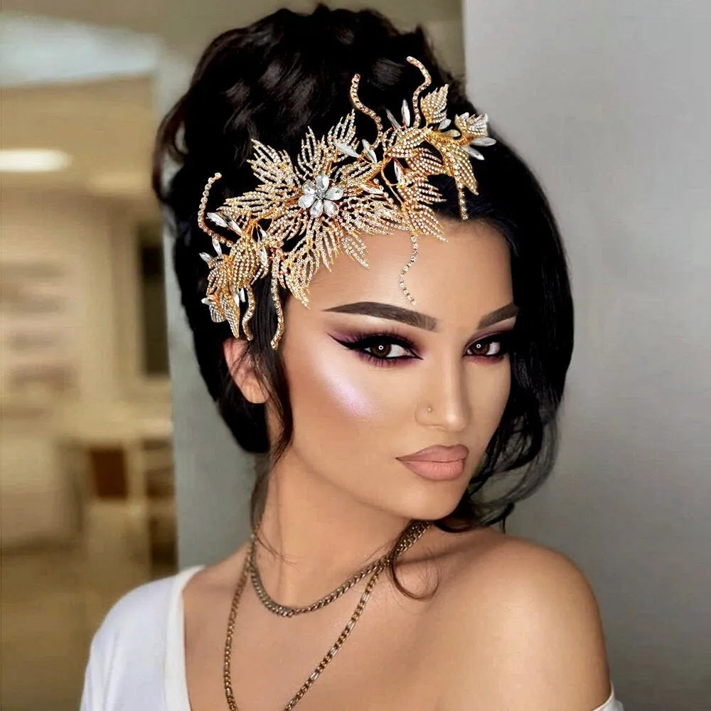 Wedding Hair Accessories - Gold Crystal Bridal Headband