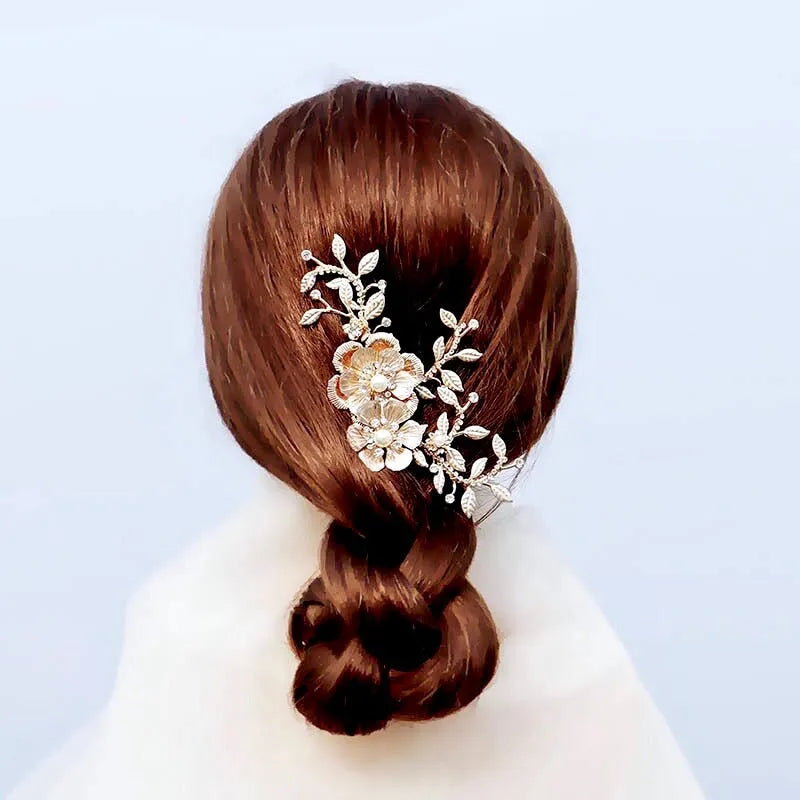 Wedding Hair Accessories - Gold Pearl Bridal Hair Comb