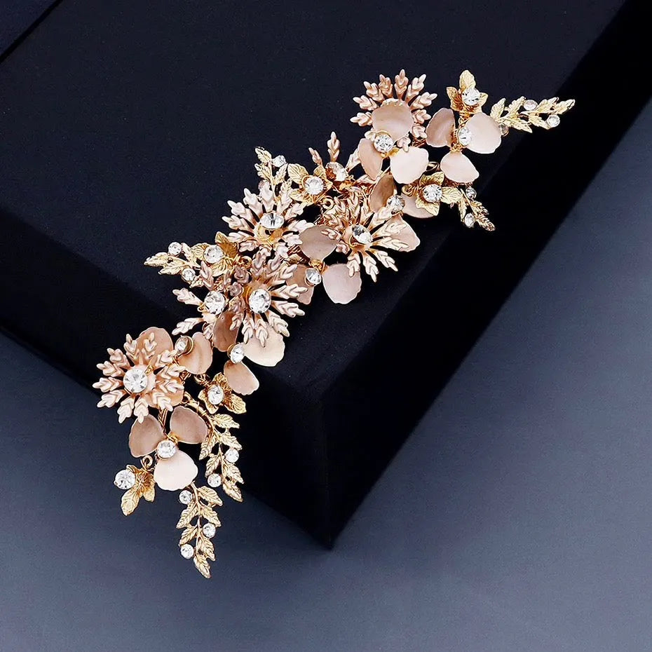 Wedding Hair Accessories - Gold Crystal Bridal Hair Clip
