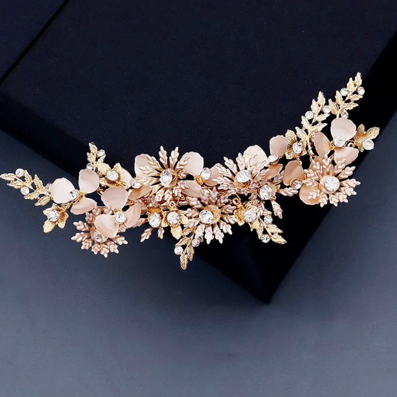 Wedding Hair Accessories - Gold Crystal Bridal Hair Clip