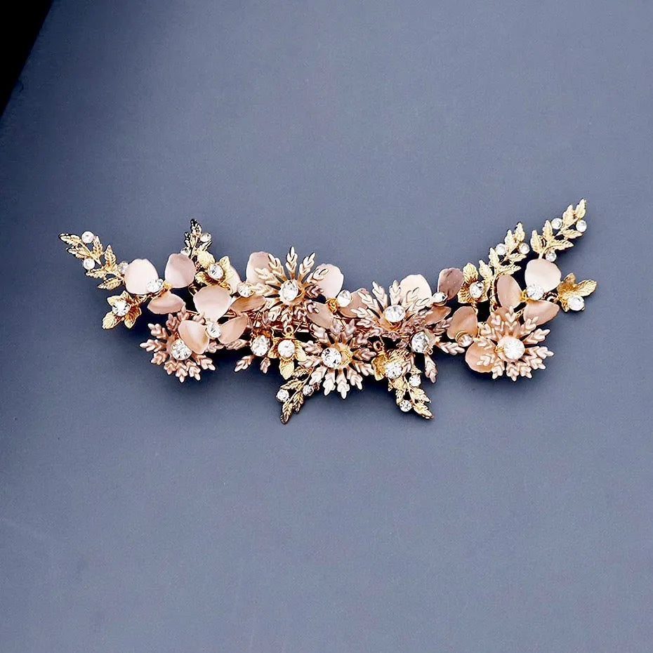 Wedding Hair Accessories - Gold Crystal Bridal Hair Clip